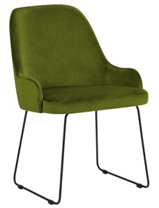 Zelená sametová jídelní židle MICADONI OLIVINE