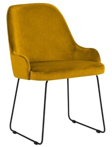 Žlutá sametová jídelní židle MICADONI OLIVINE