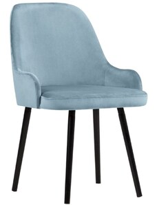 Světle modrá sametová jídelní židle MICADONI FLINT