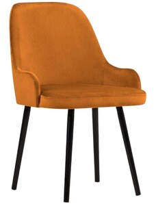 Oranžová sametová jídelní židle MICADONI FLINT