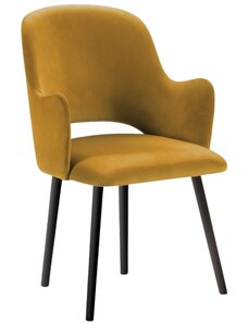Žlutá sametová jídelní židle MICADONI MARIN