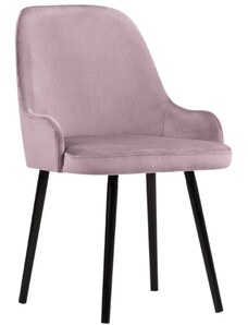 Růžová sametová jídelní židle MICADONI FLINT