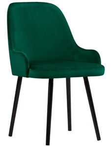 Tmavě zelená sametová jídelní židle MICADONI FLINT
