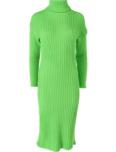 Collfashion Delší úpletové šaty EM21237 s módním rolákem Itálie barva: neon zelená
