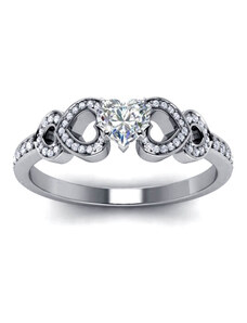 Emporial stříbrný rhodiovaný prsten Milovaná srdce MA-R055-SILVER