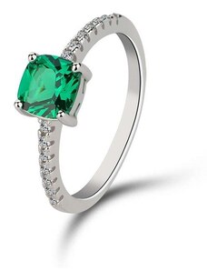 Emporial stříbrný rhodiovaný prsten Smaragdový kámen MA-SOR565-GREEN-SILVER