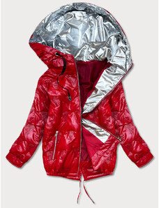 S'WEST Červená dámská bunda s kapucí a vytlačovaným vzorem (B9765-4)