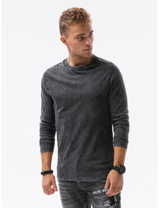 Ombre Clothing Pánské tričko s dlouhým rukávem bez potisku - černé V4 L131