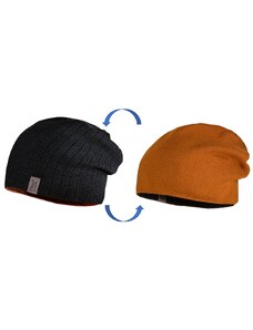 Maximo Dětská oboustranná čepice beanie skořicově hnědá/antracit