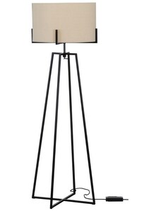 Hoorns Černá kovová stojací lampa se lněným stínidlem Lolien 160 cm