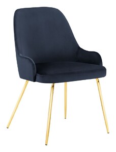 Tmavě modrá sametová jídelní židle MICADONI CADIZ