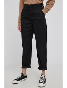 Kalhoty Vans dámské, černá barva, jednoduché, high waist, VN0A5JOHBLK1-BLACK