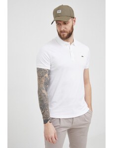 Bavlněné polo tričko Lacoste bílá barva, hladký