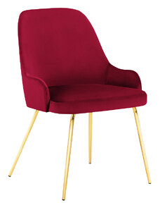 Červená sametová jídelní židle MICADONI CADIZ