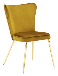 Žlutá sametová jídelní židle MICADONI ARI