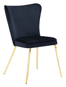 Tmavě modrá sametová jídelní židle MICADONI ARI