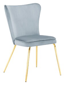 Světle modrá sametová jídelní židle MICADONI ARI