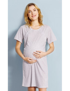Vienetta Dámská noční košile mateřská Ema, barva světle šedá, 100% bavlna