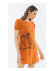 Vienetta Dámská noční košile s krátkým rukávem Velký méďa, barva cihlová, 95% bavlna 5%