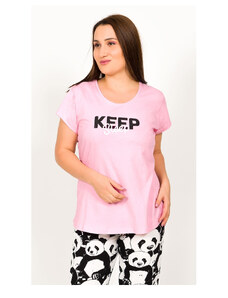 Vienetta Dámské pyžamo kapri Keep sleep, barva světle růžová, 100% bavlna