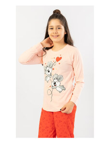 Vienetta Kids Dětské pyžamo dlouhé Koaly, barva světle lososová, 100% bavlna