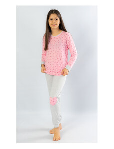 Vienetta Kids Dětské pyžamo dlouhé Srdíčko, barva světle růžová, 70% bavlna 30% polyester