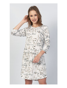 Vienetta Dámská noční košile s tříčtvrtečním rukávem Charm, barva světle šedá, 70% bavlna 30% polyester