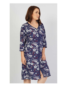 Vienetta Dámské domácí šaty s tříčtvrtečním rukávem Monika, barva tmavě modrá, 100% bavlna