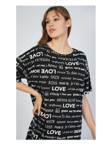 Vienetta Dámská noční košile s krátkým rukávem Amore, barva černá, 100% bavlna