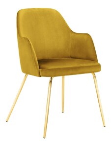 Žlutá sametová jídelní židle MICADONI CHAYA