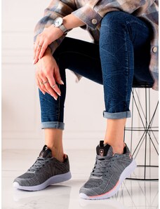 EVENTO Trendy dámské šedo-stříbrné tenisky bez podpatku