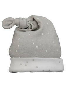 LORITA Kojenecká bavlněná čepice s uzlíkem "Fluffy", šedá