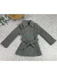 Dívčí flaušový kabátek s volánky šedý