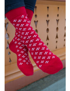 Folklorní ponožky Valašský vzor I - červená