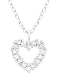 SYLVIENE Stříbrný náhrdelník Srdce se Zirkony 10 mm