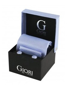 Giori Milano RS0803 set kravaty a manžetových knoflíčků, modrý