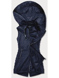 ATURE Lehká tmavě modrá dámská vesta s kapucí (RQW-7006)