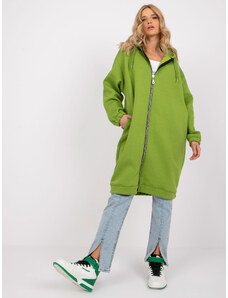 RUE PARIS Zelená prodloužená mikinová bunda mikina na zip Betty 7464