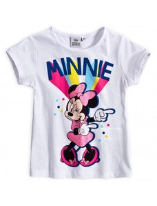 Sun City Dívčí bavlněné tričko s krátkým rukávem Minnie Mouse Disney - bílé