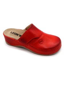 Leon 2019 Dámská zdravotní kožená obuv uzavřená - Červená