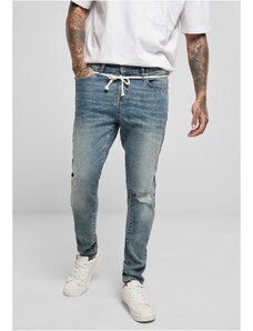 UC Men Slim Fit Drawstring Jeans středně těžké zničené seprané