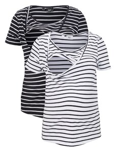 bonprix Těhotenské a kojicí tričko (2 ks), s organickou bavlnou Černá