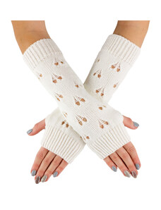 VFstyle krémové pletené návleky na ruce Hearts 30 cm