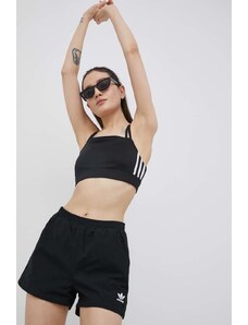 Kraťasy adidas Originals Adicolor HC2045 dámské, černá barva, hladké, high waist, HC2045-BLACK