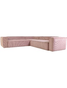 Růžová manšestrová rohová pohovka Kave Home Blok 290 cm, levá/pravá