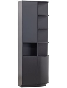 Hoorns Černá borovicová modulární knihovna Frederica 210 x 78 cm, pravá