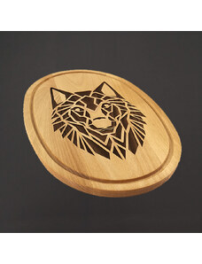 AMADEA Dřevěné servírovací prkénko - podnos oválné vlk, masivní dřevo, 38 cm