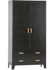 Hoorns Černá masivní borovicová šatní skříň Rea 180 x 94 cm