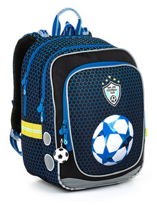 Školní dvoukomorový lehký batoh s přívěskem Topgal ENDY 22016-B - modrá/fotbal