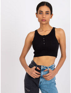 RUE PARIS ČERNÝ CROP TOP S KNOFLÍČKY RILEY --BLACK Černá